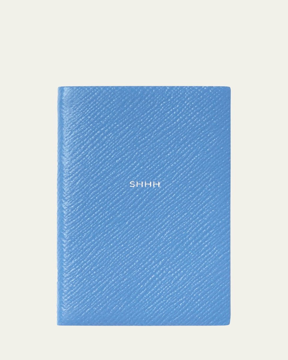 "Shhh" Wafer Panama Leather Pocket Notebook, Nile Blue